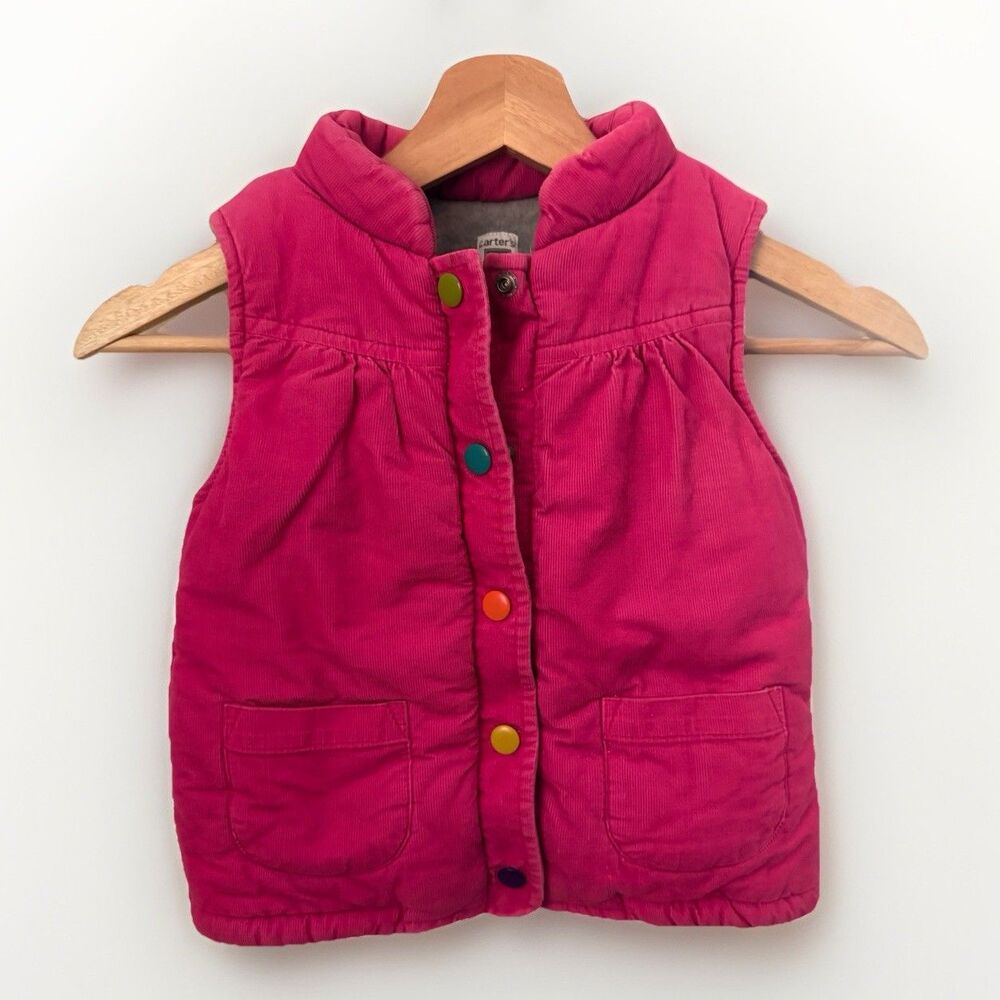 Carters Corduroy Vest Girls 4T Pink Colorful Lined Play School Warm Cute Girly